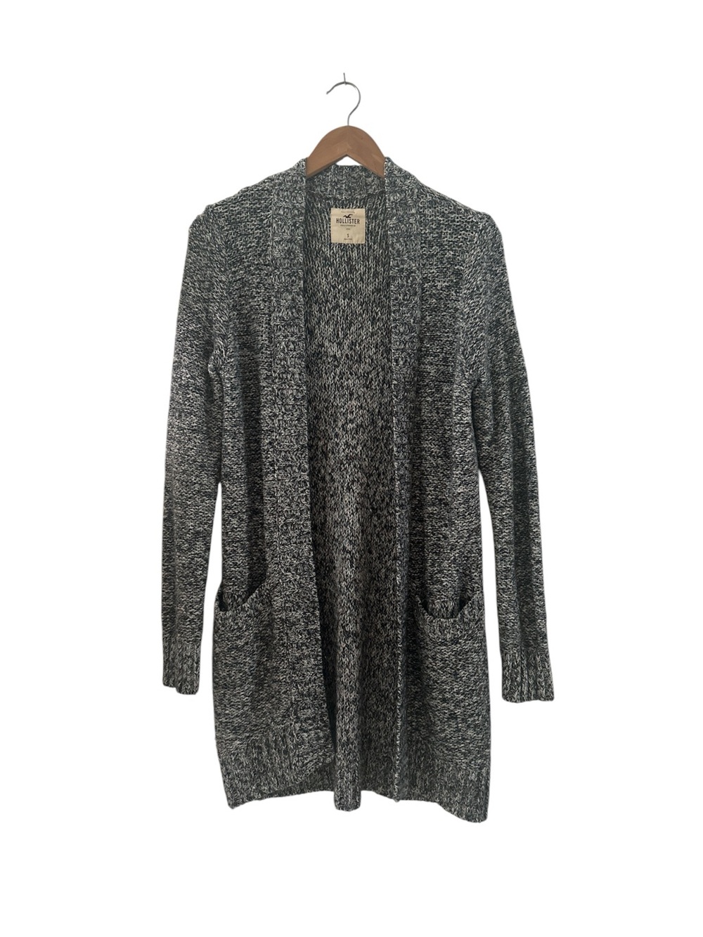 Hollister Open-Front Gray and Blue Cardigan with Pockets sz Small